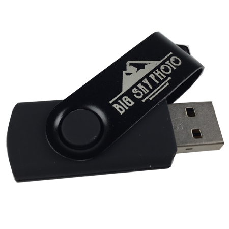 USB FLASH DRIVE - BLACK/BLACK SWIVELS